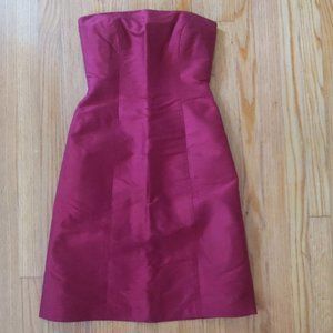 100% Silk Ann Taylor Burgundy Strapless Dress